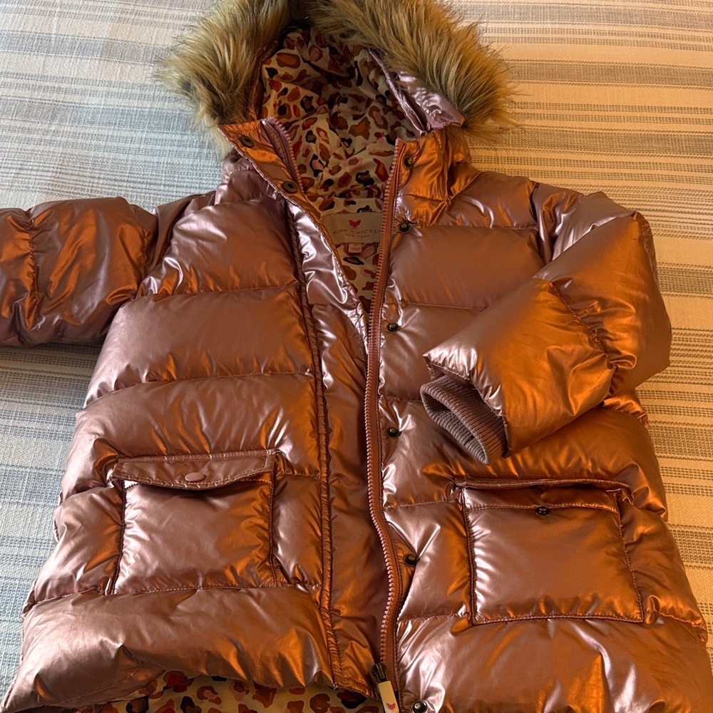 Pink Chicken Metallic Pink Puffer Jacket